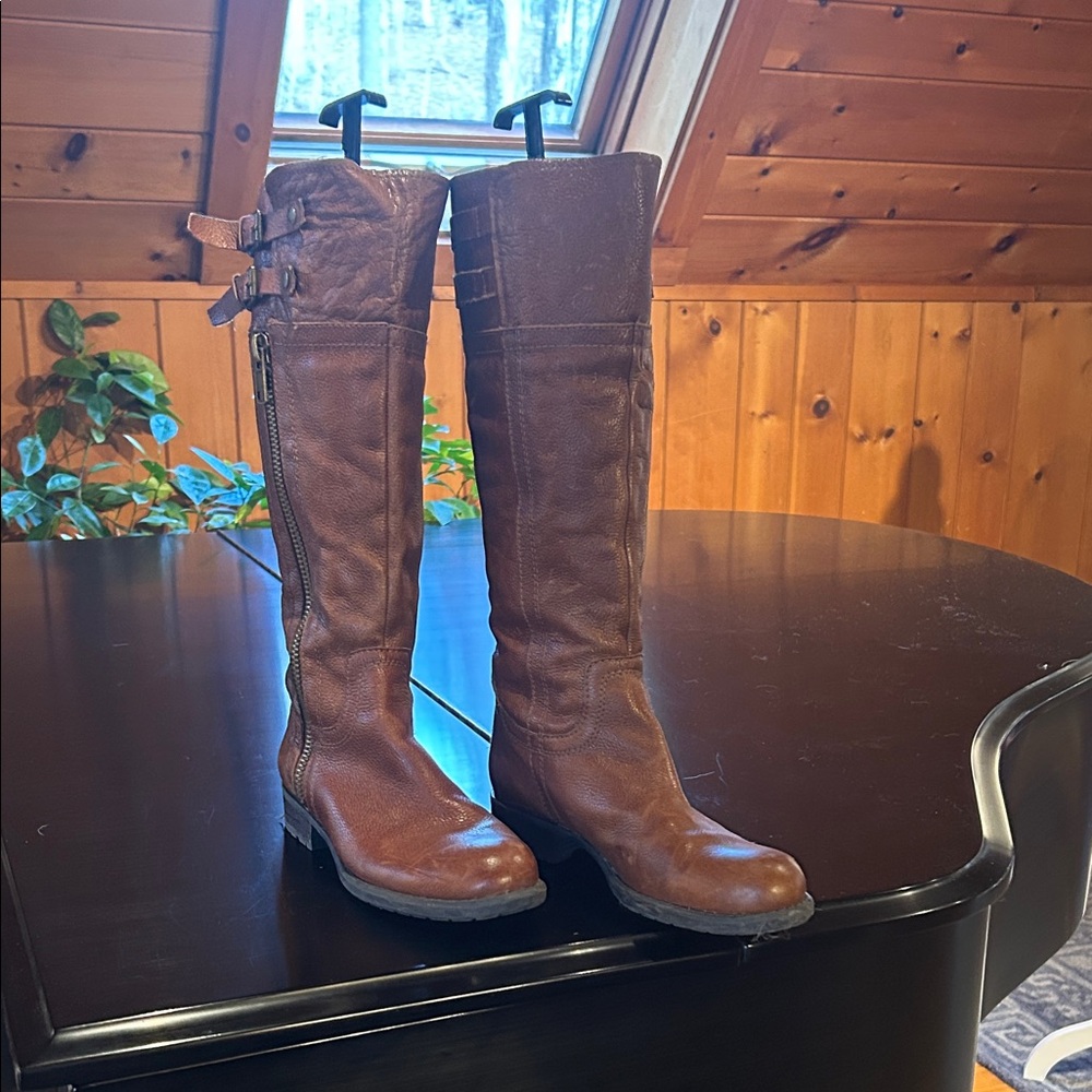 Franco Sarto Brown Leather Tall Heeled Boots